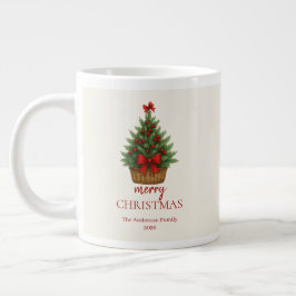 Taza De Café Gigante Elegante árbol de Navidad – cinta roja