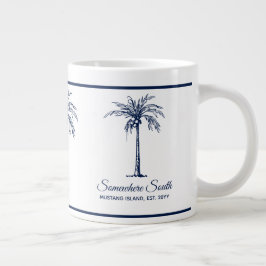 Taza De Café Gigante Elegante árbol de palmas azules personalizado