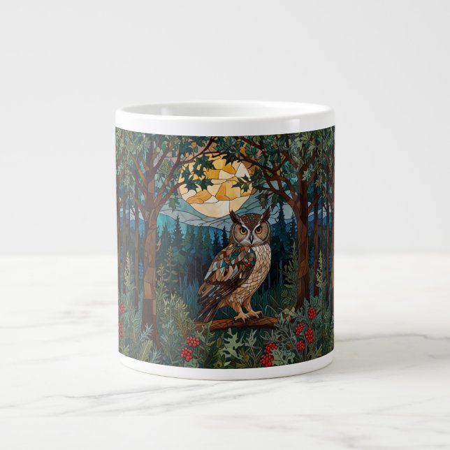 Taza De Café Gigante Elegante bosque boscoso de cristal de boho (Frente)