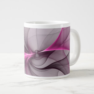 Taza De Café Gigante Elegante Caos Moderno Arte Abstracto Fractal Rosa
