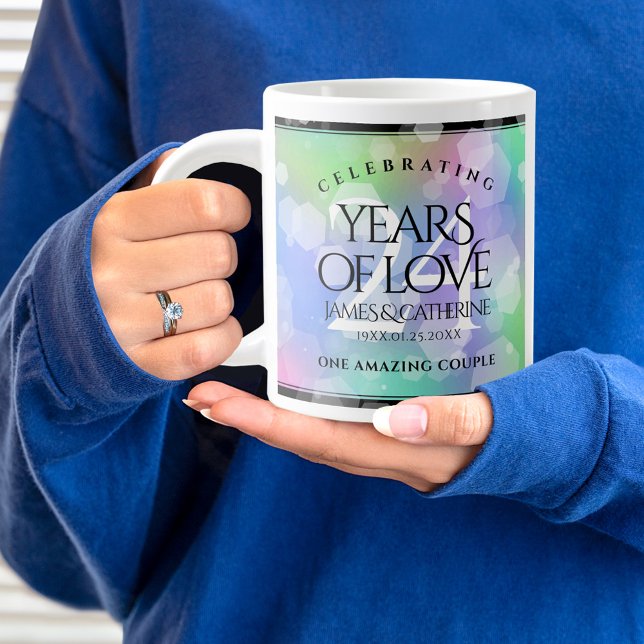 Taza De Café Gigante Elegante celebración del 24° Aniversario del Boda  (24th Wedding Anniversary Jumbo Coffee Mug Cover Photo.)