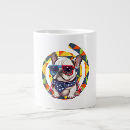 Taza De Café Gigante Elegante cerámica de patrón floral azul