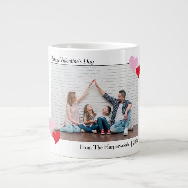 Taza De Café Gigante Elegante Día de San Valentín romántico foto de par (Frente)