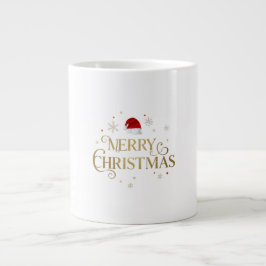Taza De Café Gigante Elegante diseño navideño dorado y rojo