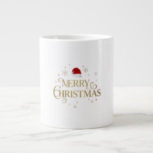 Taza De Café Gigante Elegante diseño navideño dorado y rojo