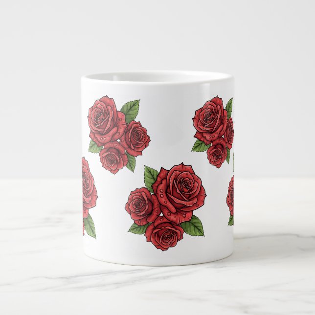 Taza De Café Gigante Elegante diseño Rosa (Frente)