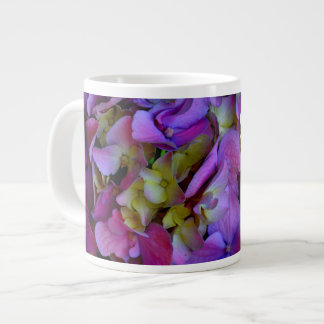 Taza De Café Gigante Elegante hidráneas florales de color púrpura rosa