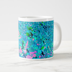 Taza De Café Gigante Elegante Hydrangea de luz rosa y azul