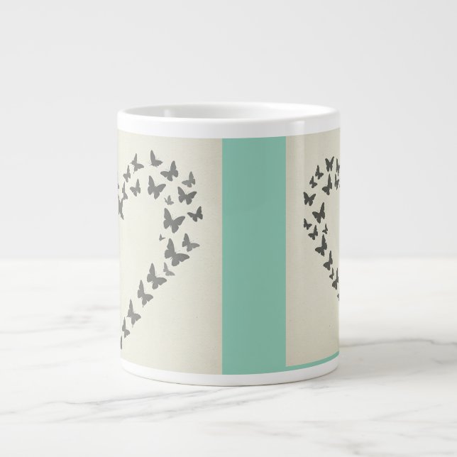 Taza De Café Gigante Elegante Jumbo Cup Design - Butterfly Heart Silhou (Frente)