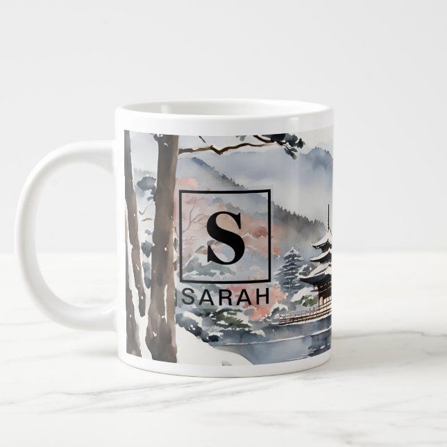 Taza De Café Gigante Elegante Kyoto en el arte acuático de invierno - M (Izquierda)