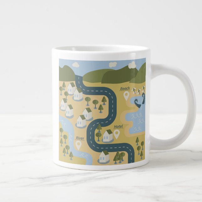 Taza De Café Gigante Elegante mapa de viajes de vacaciones de personali (Derecha)