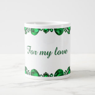 Taza De Café Gigante Elegante Marco de Piedras Preciosas Verdes Pulidas