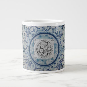 Taza De Café Gigante Elegante Mug de la Especialidad Batik Azul