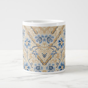 Taza De Café Gigante Elegante Mug de la especialidad de Batik azul y be