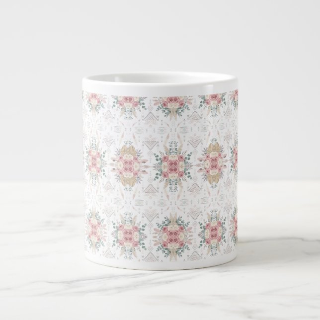 Taza De Café Gigante Elegante Mug Floral Tribal (Frente)