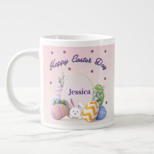 Taza De Café Gigante Elegante nombre personalizado Feliz Día de Pascua