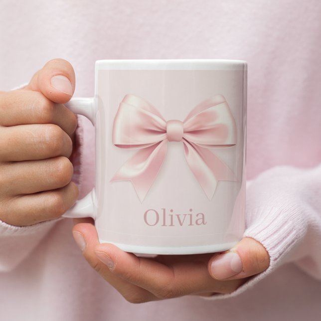Taza De Café Gigante Elegante Pastel Rosa y Nombre Personalizado (Subido por el creador)