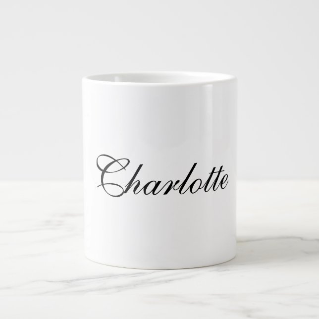 Taza De Café Gigante Elegante Profesional Añadir nombre Blanco negro pl (Frente)