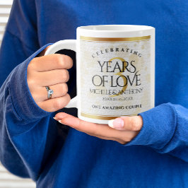 Taza De Café Gigante Elegante tercer aniversario Boda de cuero