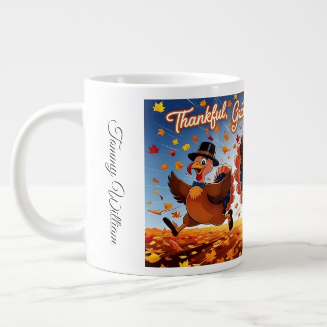 Taza De Café Gigante Elegante Turquía feliz día de gracias (Izquierda)