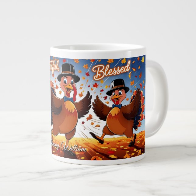 Taza De Café Gigante Elegante Turquía feliz día de gracias (Derecha)
