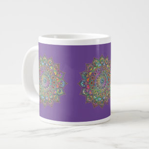 Taza De Café Gigante Elegante y colorido Mandala estilo India 1
