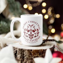 Taza De Café Gigante Elegantes Navidades bilingües de Borgoña