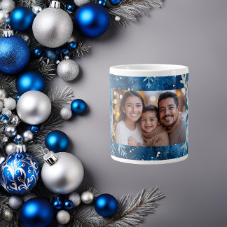 Taza De Café Gigante Elegantes Navidades de copo de nieve Mug