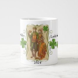 Taza De Café Gigante Elf Couple St. Patrick Day Mug Gift Por Ella