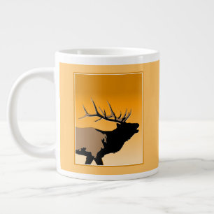 Taza De Café Gigante Elk al atardecer - Arte de la vida salvaje origina