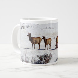 Taza De Café Gigante Elk en la nieve jumbo mug