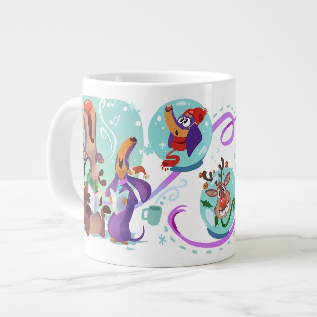 Taza De Café Gigante Ellie the Wienerdog® WeenDeer Holiday Mega Mug (Izquierda)