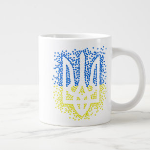 Taza De Café Gigante Emblema ucraniano trident tryzub esparce corazones