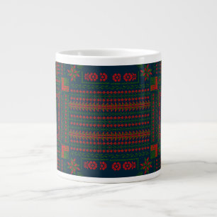 Taza De Café Gigante Embroideric palestino Tatreez color verde rojo 5 P