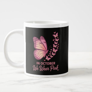 Taza De Café Gigante En Octubre Mariposa De Seno Rosa