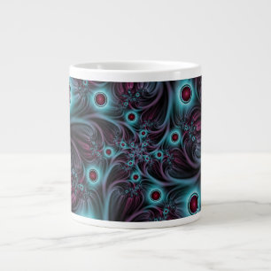 Taza De Café Gigante En profundidad Arte fractal rosa azul abstracto ab