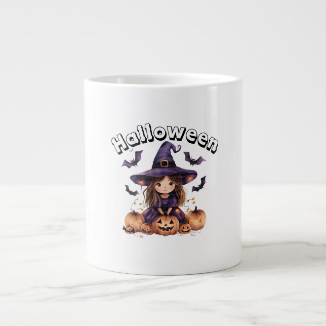 Taza De Café Gigante Encantador Mug de la Especialidad Bruja de Hallowe (Frente)