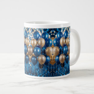 Taza De Café Gigante Encantador regalo de tazón de café azul y oro - Dr