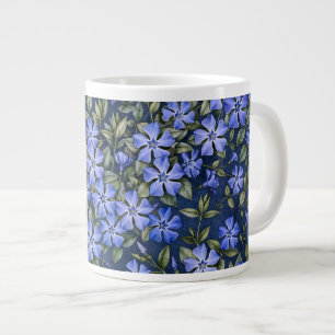 Taza De Café Gigante Encantadoras Flores de Vinca Dispersas Azul Profun