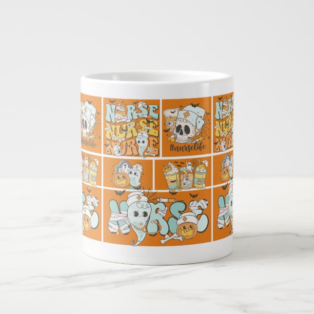 Taza De Café Gigante Enfermera divertida Naranja de Halloween Tile Cami (Frente)