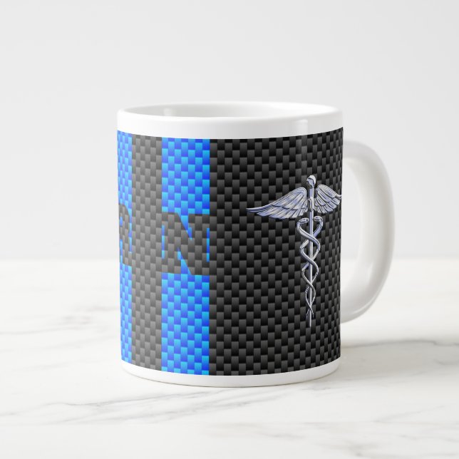 Taza De Café Gigante Enfermera inscrita RN Caduceus Impresión de fibra  (Derecha)