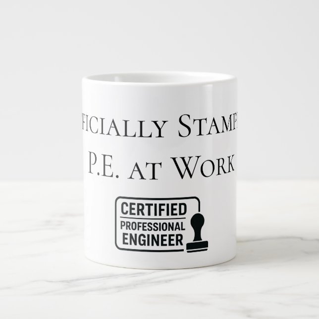 Taza De Café Gigante Enhorabuena de Ingeniero Profesional Certificado (Frente)