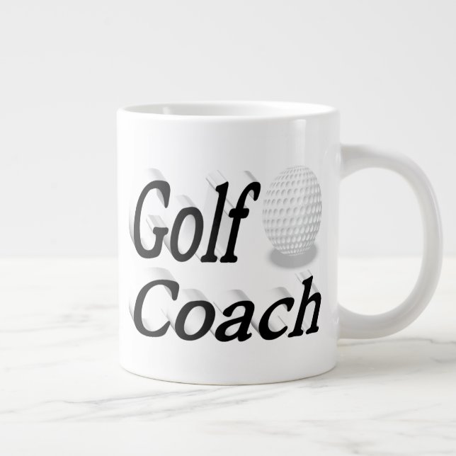 Taza De Café Gigante Entrenador de golf mitad de texto Café gigante Mug (Derecha)