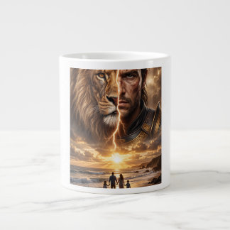 Taza De Café Gigante Epic Lion and Warrior Sunset 