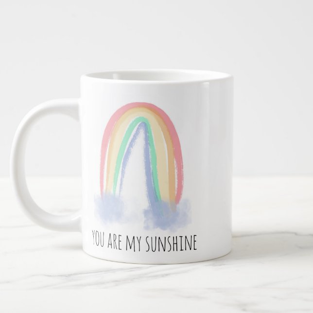 Taza De Café Gigante Eres mi arcoiris pintado con una acuarela brillant (Izquierda)