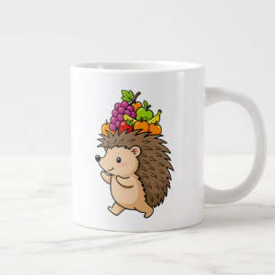 Taza De Café Gigante Erizo Adorable Llevando Frutas Frescas