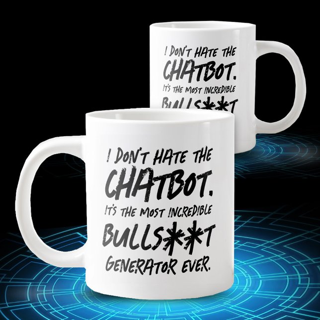 Taza De Café Gigante Es curioso que no odie el Chatbot... (Funny I Don't Hate the Chatbot ... Jumbo Coffee Mug Cover Photo)
