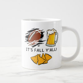 Taza De Café Gigante Es Fall Y'all Football, Beer, Chips Mug