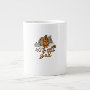 Taza De Café Gigante Es Fall Y'all, Funny Pumpkins Leopard Pattern