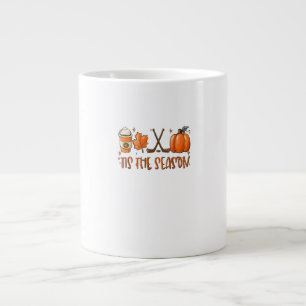 Taza De Café Gigante Es La Temporada Latte De Calabaza Hojas De Otoño D